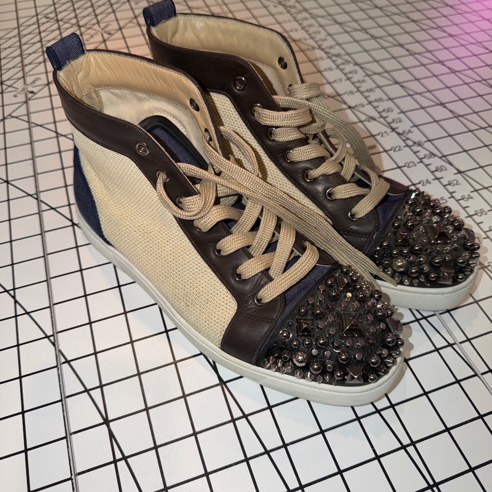 Christian Louboutin Studded Toe High-Top Sneakers